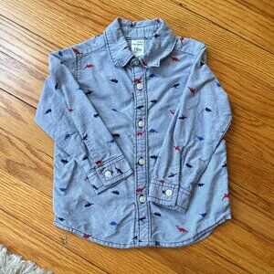Carter's Long Sleeve Dinosaur Button Down 18M